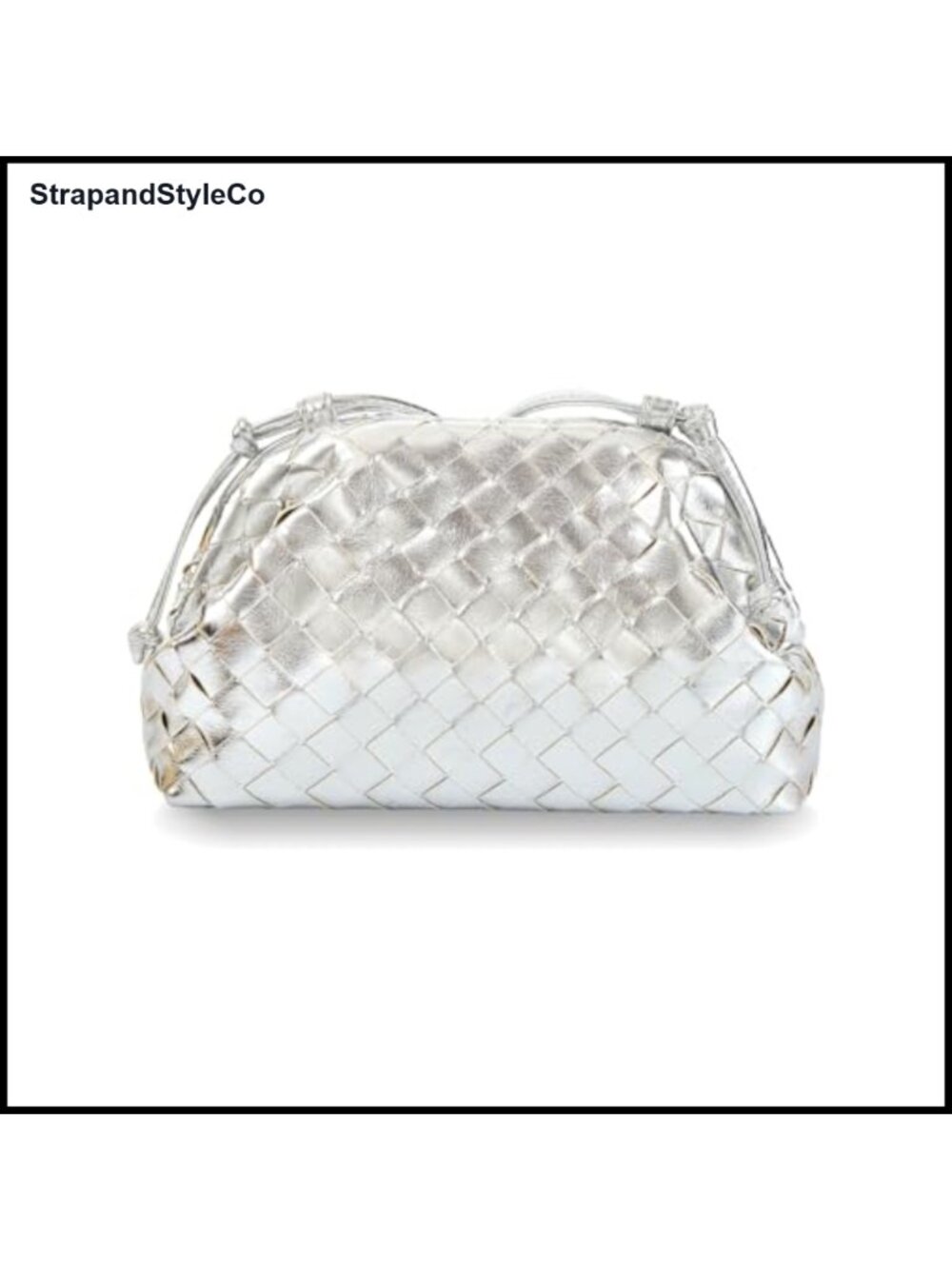 Woven Pleated Vegan Leather Clutch Evening Bag Magnetic Closure